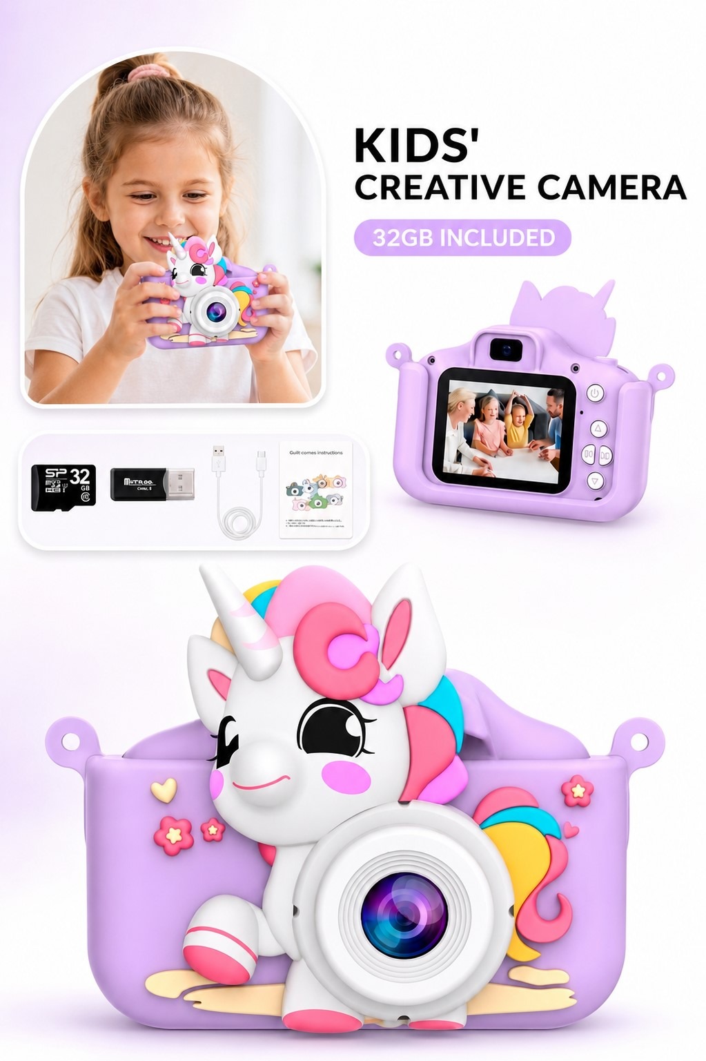 Unicorn Kids Camera — Purple