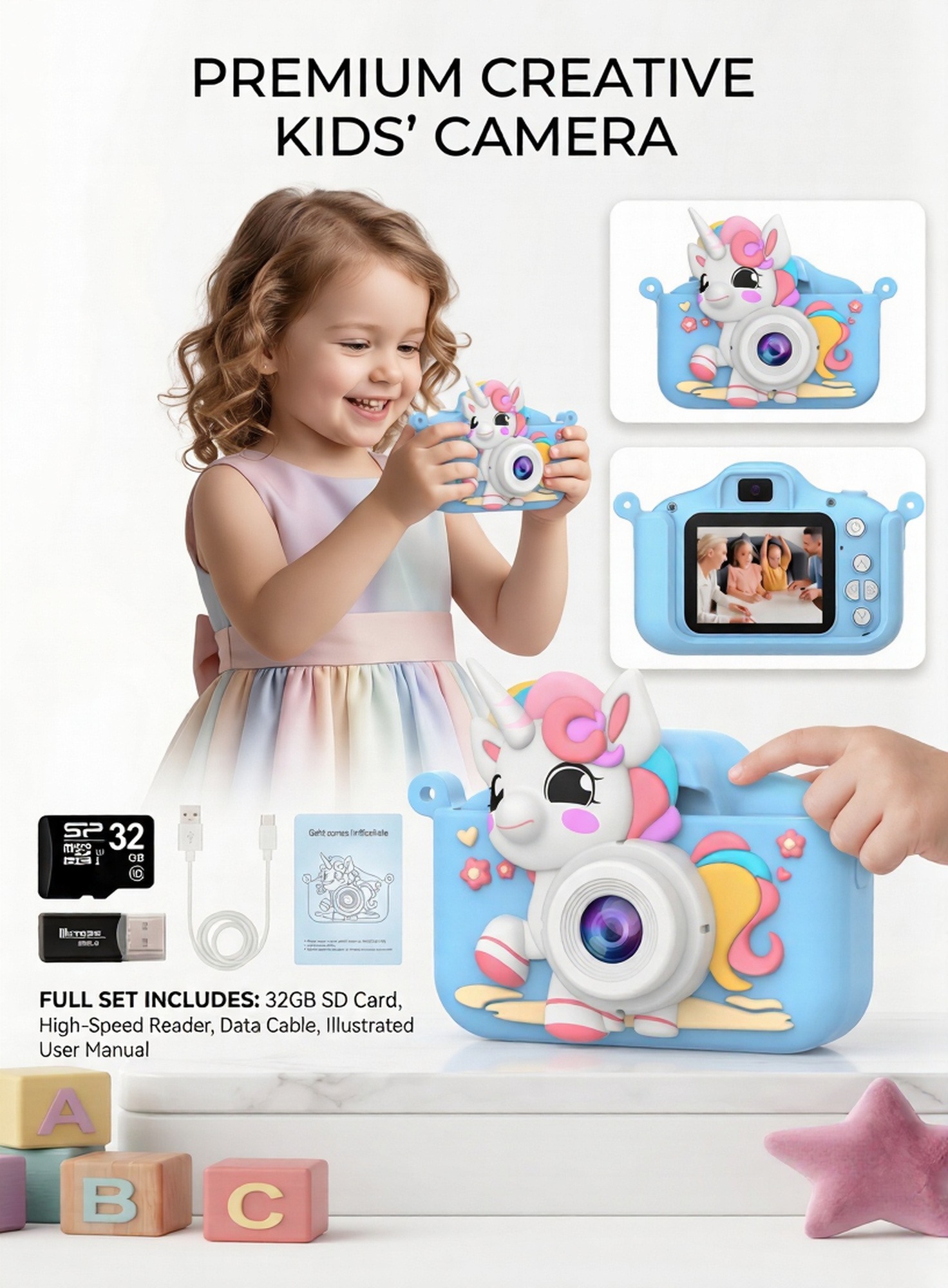 Unicorn Kids Camera — Blue