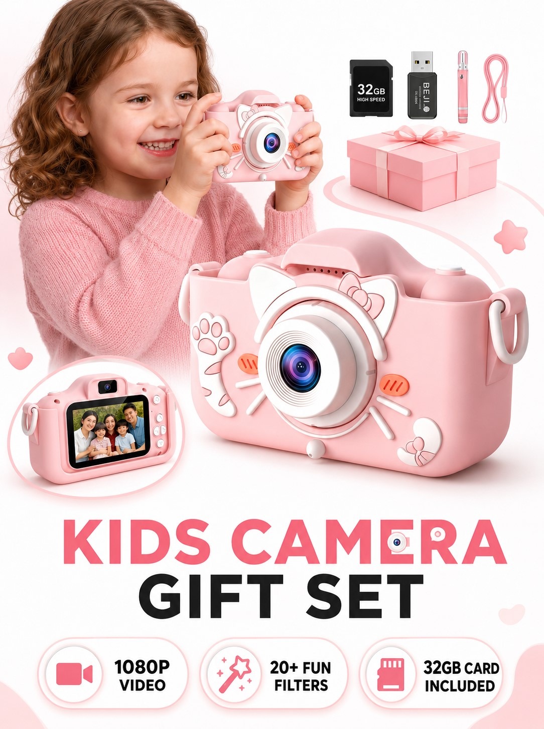 Kids Camera Gift Set — Pink