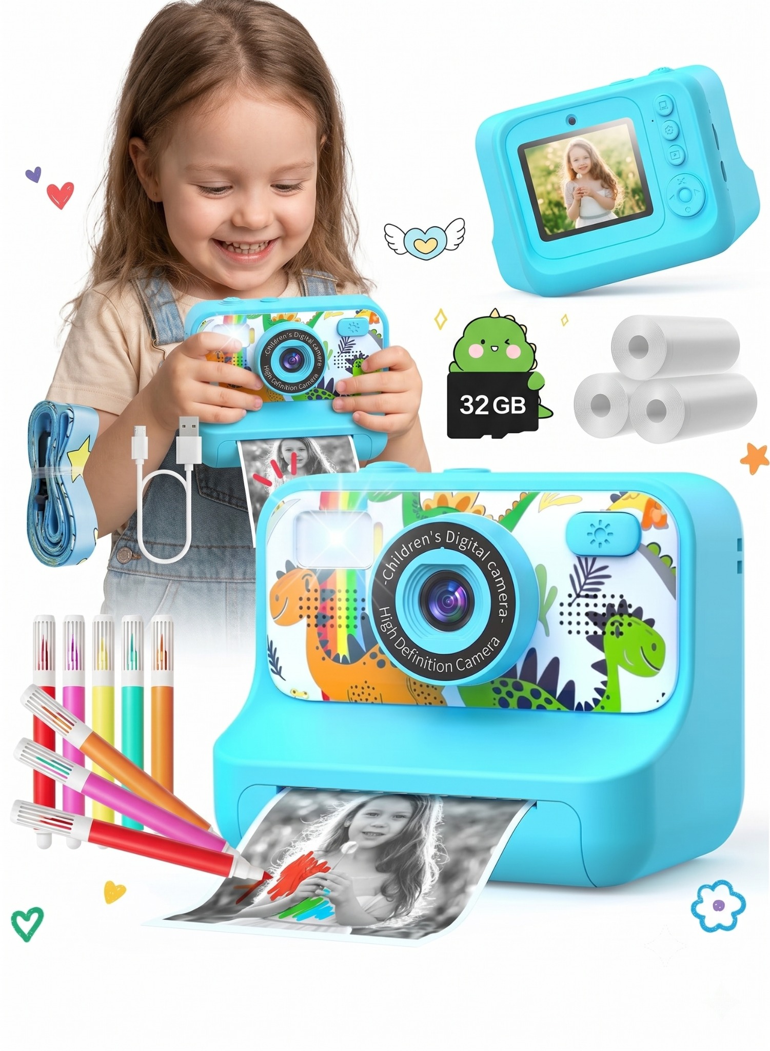 Instant Print Camera — Blue