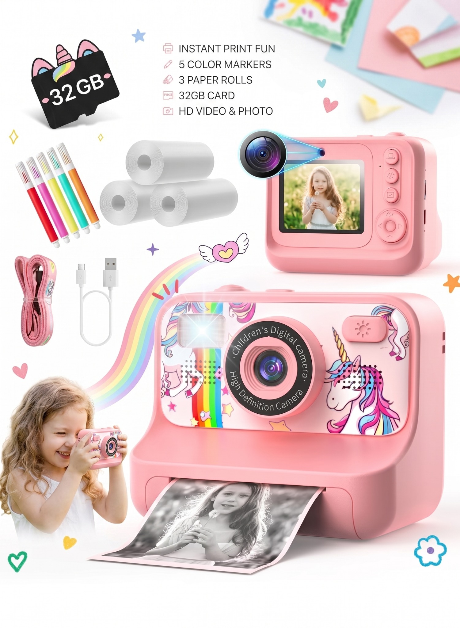 Instant Print Camera — Pink